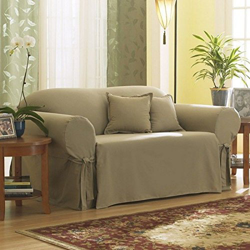 Sure Fit Cotton Duck Box Cushion Loveseat Slipcover & Reviews Wayfair